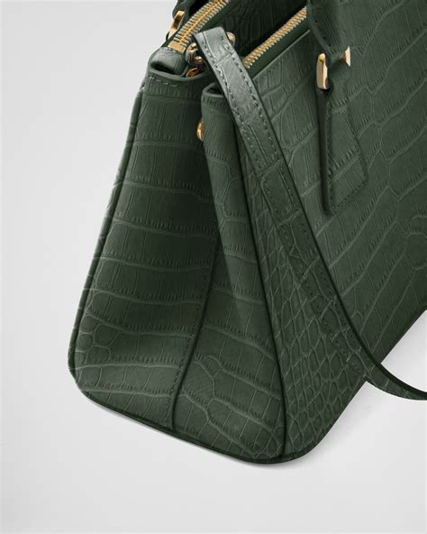 Emerald Green Small Prada Galleria Crocodile Leather Bag